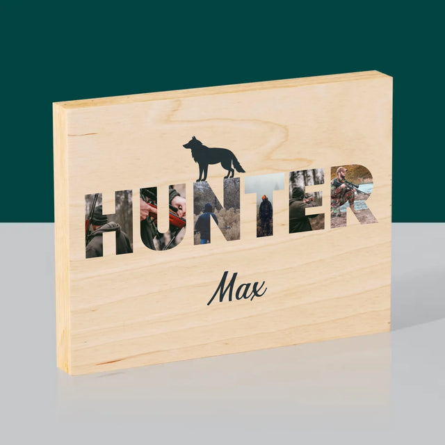 Buchstaben-Collage: Hunter - Druck Auf Holz