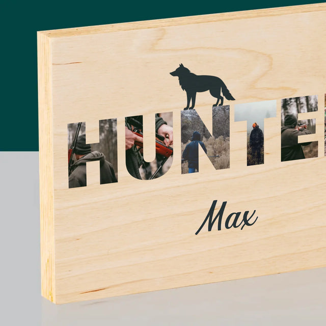 Buchstaben-Collage: Hunter - Druck Auf Holz