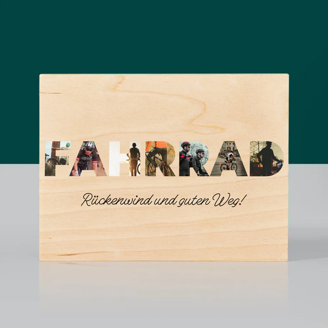 Buchstaben-Collage: Fahrrad - Druck Auf Holz