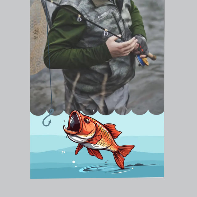 Foto Und Unterschrift: Den Haken Finden - Kühlschrankmagnet