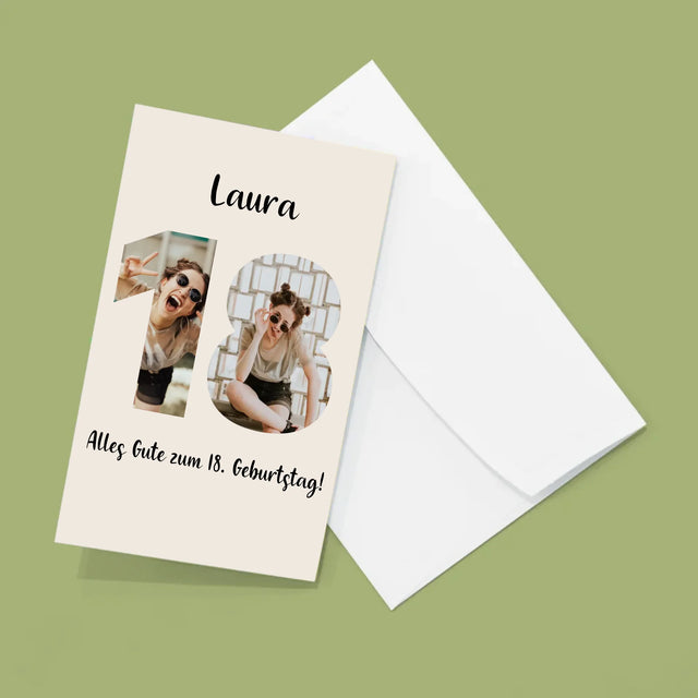 Buchstaben-Collage: 18. Geburtstag - Fotos, Harmonikaartig Gefaltet