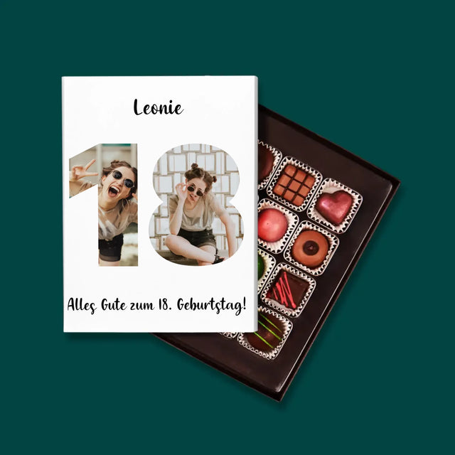 Buchstaben-Collage: 18. Geburtstag - Pralinen