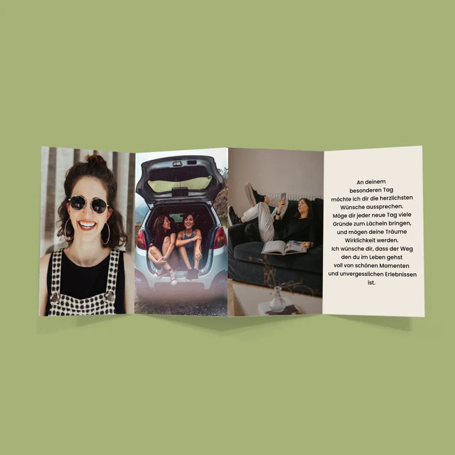 Buchstaben-Collage: 18. Geburtstag - Fotos, Harmonikaartig Gefaltet