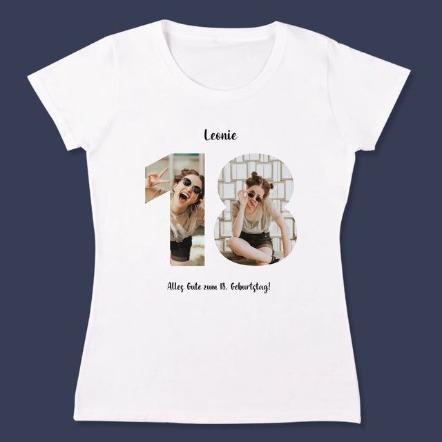 Buchstaben-Collage: 18. Geburtstag - T-Shirt Für Damen