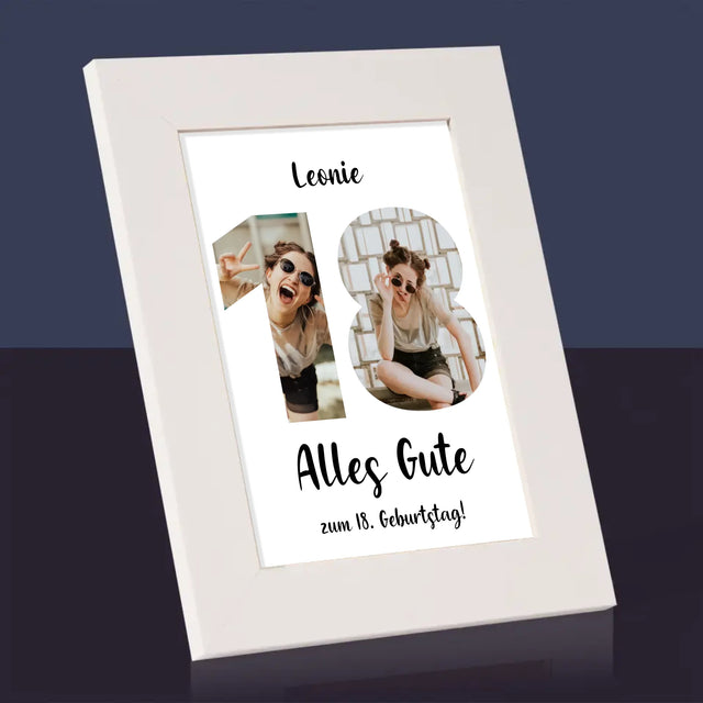 Buchstaben-Collage: 18. Geburtstag - Bilderrahmen