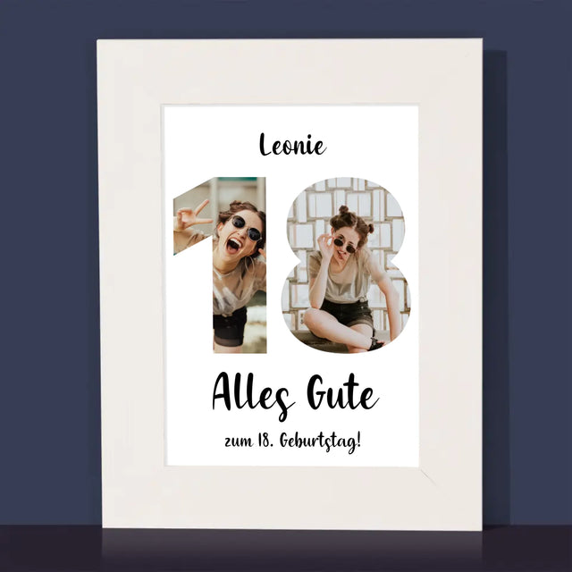 Buchstaben-Collage: 18. Geburtstag - Bilderrahmen