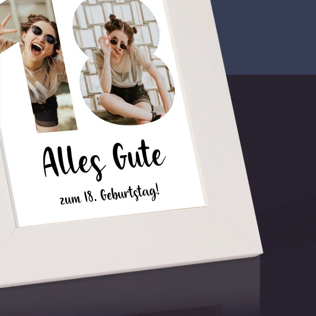 Buchstaben-Collage: 18. Geburtstag - Bilderrahmen