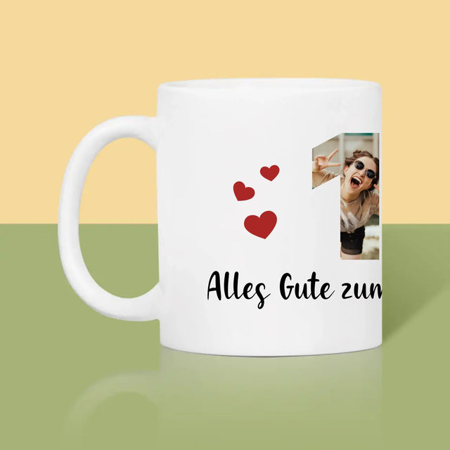 Buchstaben-Collage: 18. Geburtstag - Tasse