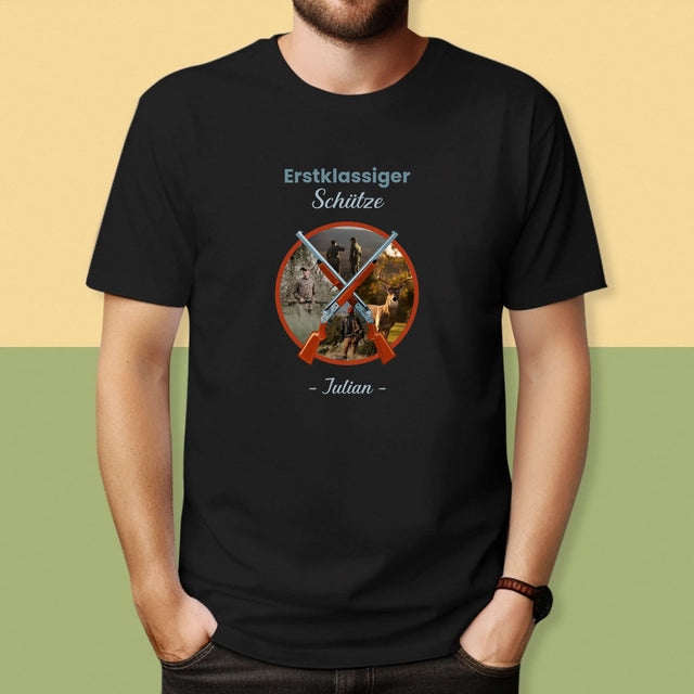Fotocollage: Erstklassiger Schütze - T-Shirt Für Herren