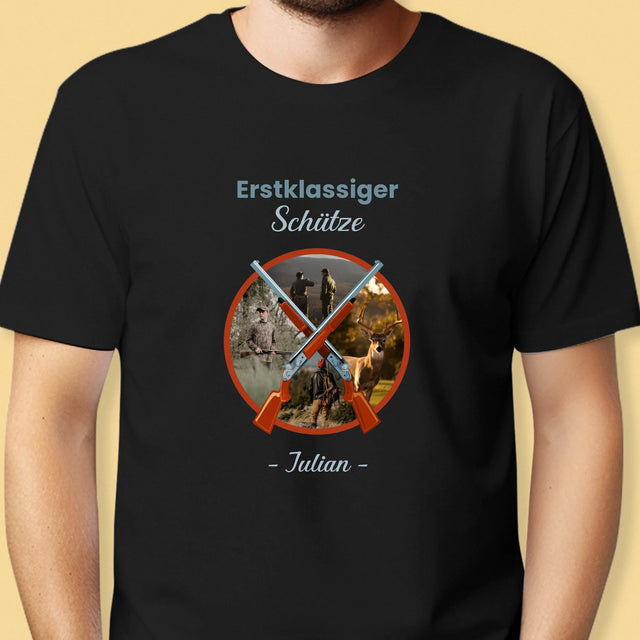 Fotocollage: Erstklassiger Schütze - T-Shirt Für Herren