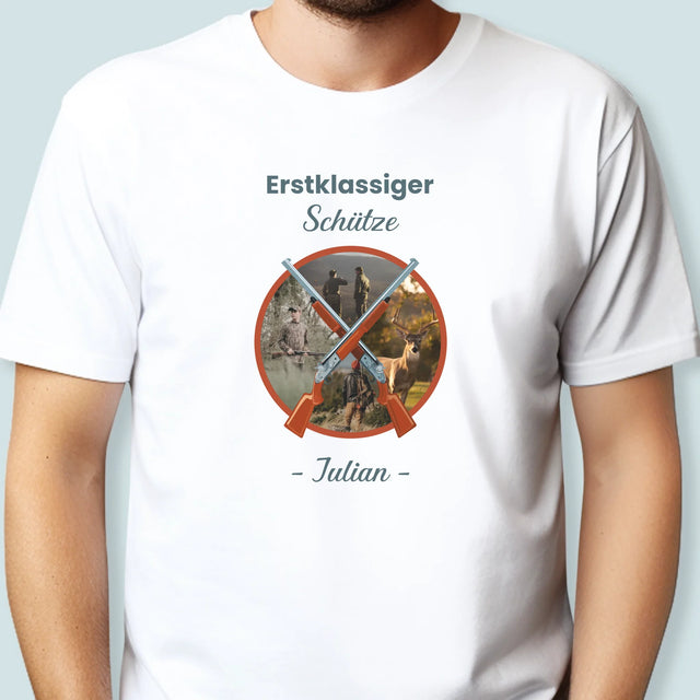 Fotocollage: Erstklassiger Schütze - T-Shirt Für Herren