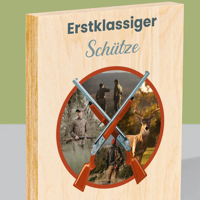 Fotocollage: Erstklassiger Schütze - Druck Auf Holz