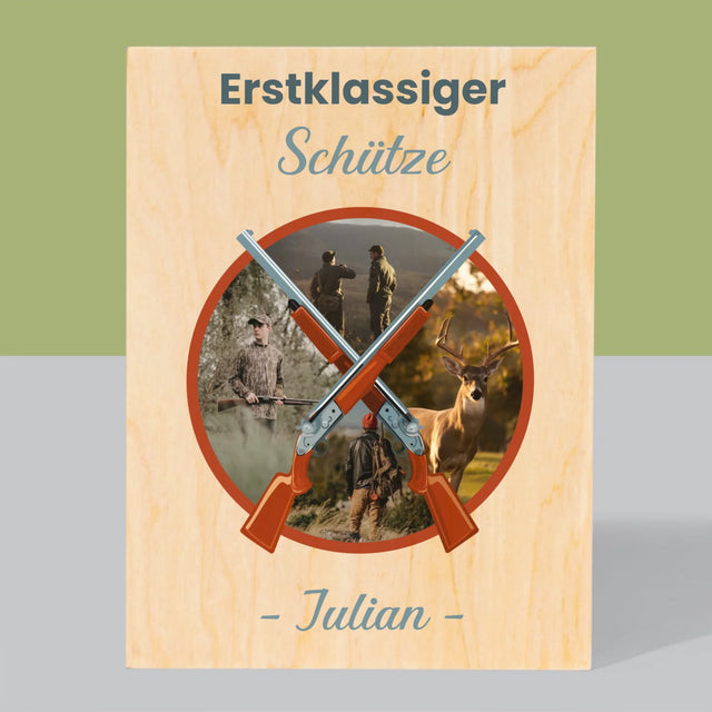 Fotocollage: Erstklassiger Schütze - Druck Auf Holz
