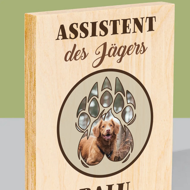 Form-Collage: Assistent Des Jägers - Druck Auf Holz