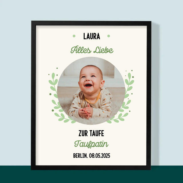 Foto Und Unterschrift: Zur Taufe - Druck Mit Rahmen 30X40