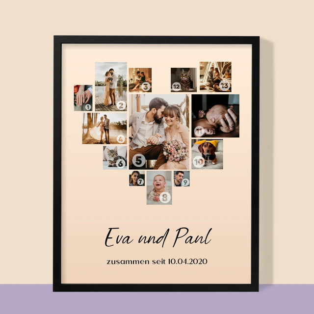 Fotocollage: Herz - Druck Mit Rahmen 30X40