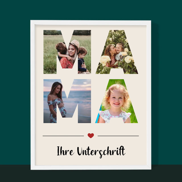 Buchstaben-Collage: Mama - Druck Mit Rahmen 30X40