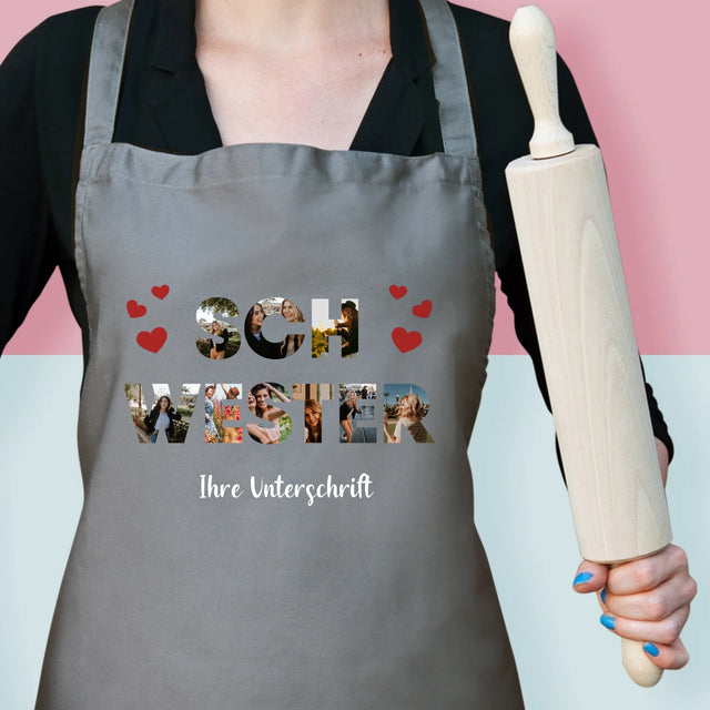 Buchstaben-Collage: Schwester - Schürze