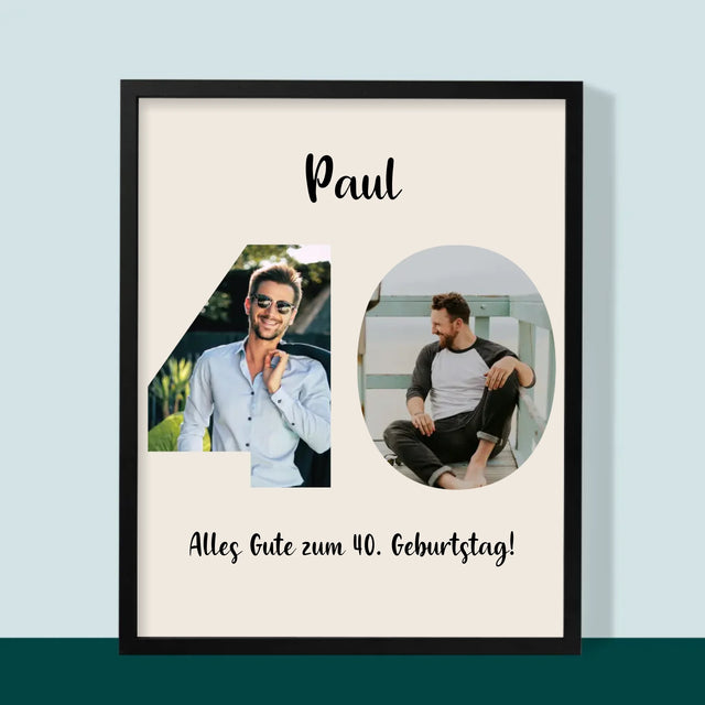 Buchstaben-Collage: 40. Geburtstag - Druck Mit Rahmen 30X40