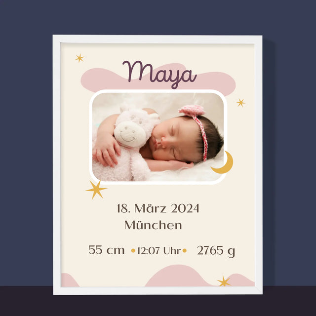 Geburtsdatum: Geburtsdatum Mond - Druck Mit Rahmen 30X40