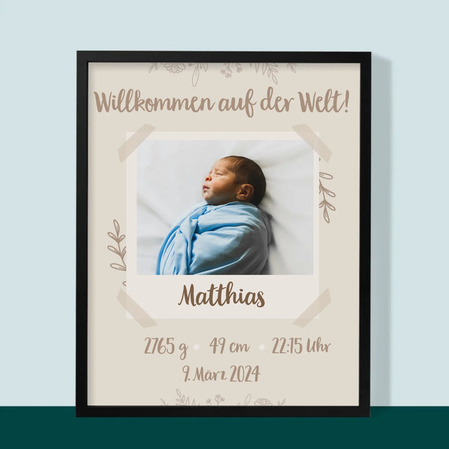 Geburtsdatum: Geburtsdatum Blätter - Druck Mit Rahmen 30X40