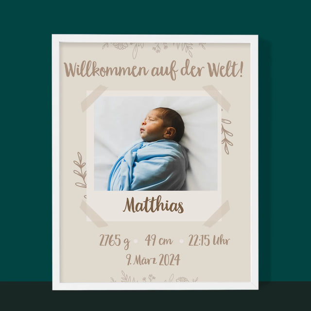 Geburtsdatum: Geburtsdatum Blätter - Druck Mit Rahmen 30X40