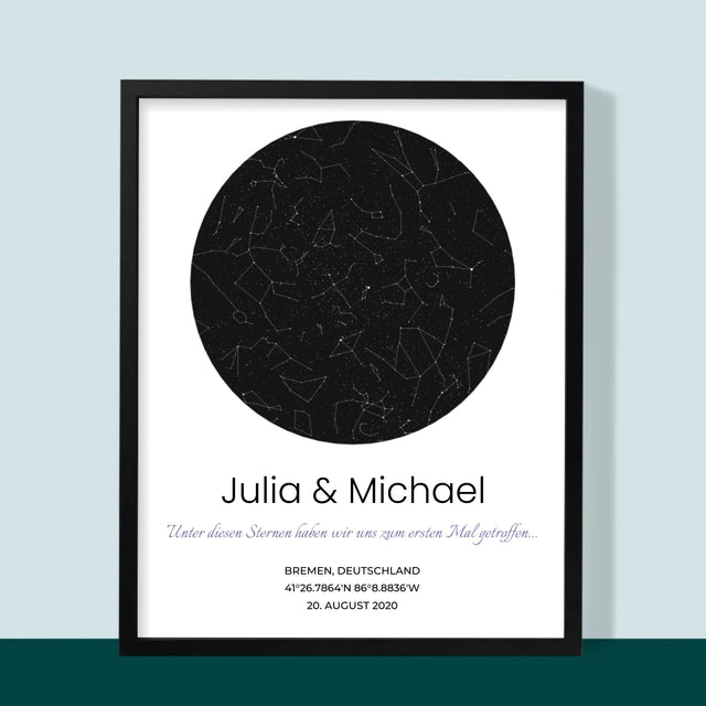 Sternkarte: Sternkarte: Unter Den Sternen - Druck Mit Rahmen 30X40
