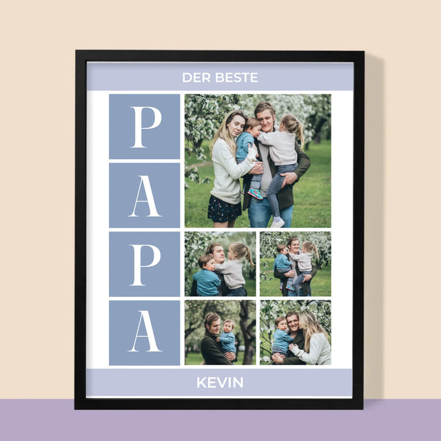 Fotocollage: Bester Papa Collage - Druck Mit Rahmen 30X40