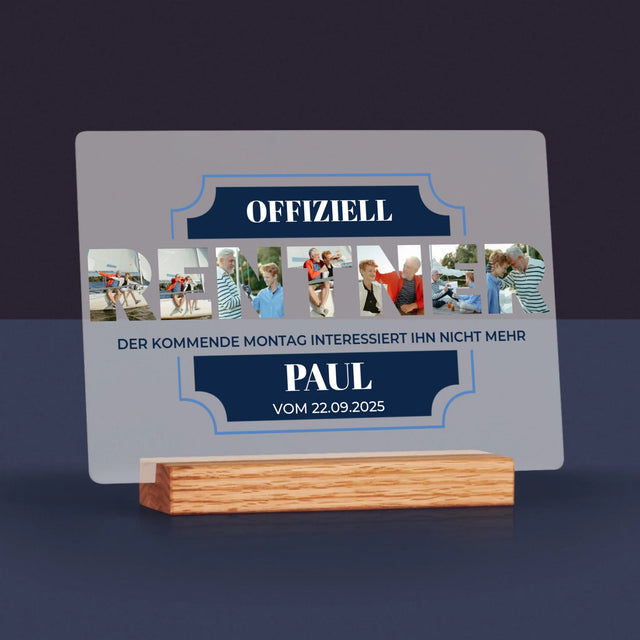 Buchstaben-Collage: Offiziell Im Ruhestand - Druck Auf Acrylglas