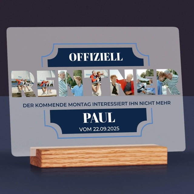 Buchstaben-Collage: Offiziell Im Ruhestand - Druck Auf Acrylglas