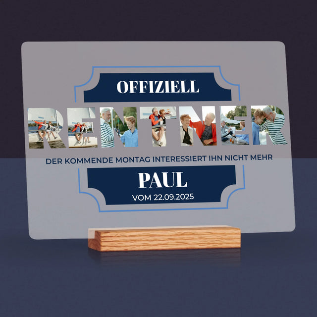 Buchstaben-Collage: Offiziell Im Ruhestand - Druck Auf Acrylglas