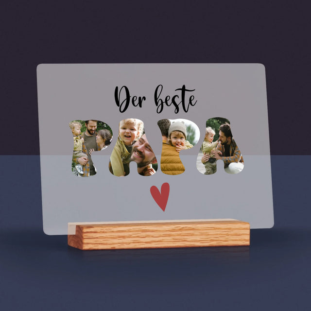 Foto Und Unterschrift: Der Beste Papa Herz - Druck Auf Acrylglas