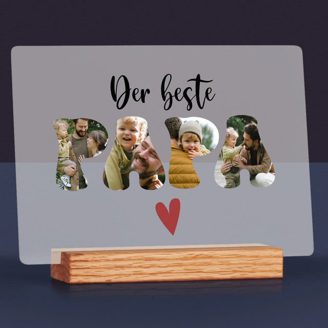Foto Und Unterschrift: Der Beste Papa Herz - Druck Auf Acrylglas