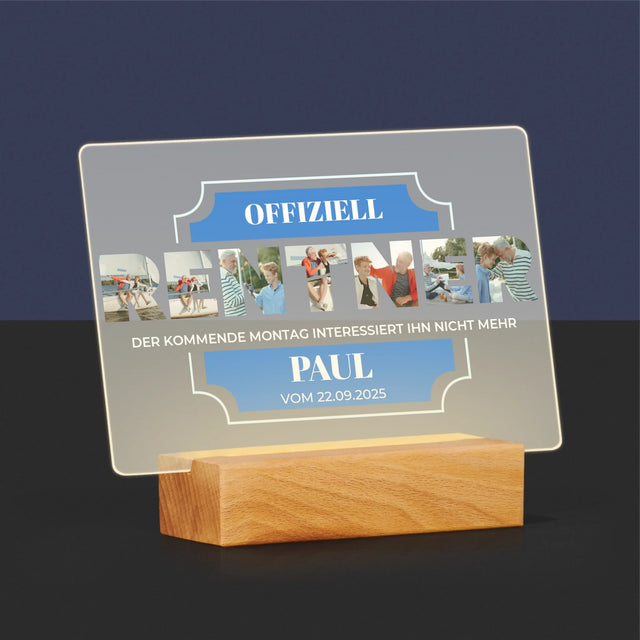 Buchstaben-Collage: Offiziell Im Ruhestand - Druck Auf Acrylglas