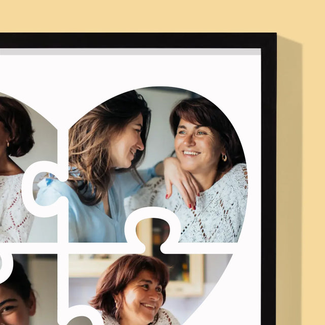 Fotocollage: Herz Puzzle Für Mama - Druck Mit Rahmen 30X40