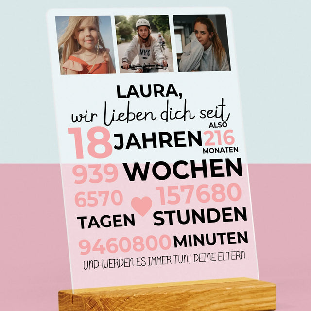 Fotocollage: Wir Lieben Dich Seit 18 Jahren - Druck Auf Acrylglas