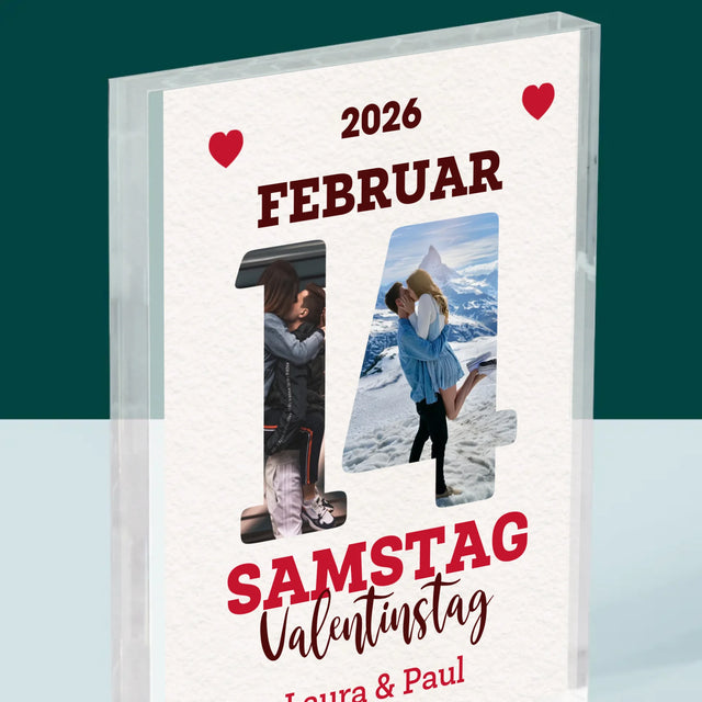 Buchstaben-Collage: Valentinstag-Kalenderkarte - Druck Auf Acrylglas