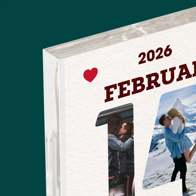 Buchstaben-Collage: Valentinstag-Kalenderkarte - Druck Auf Acrylglas