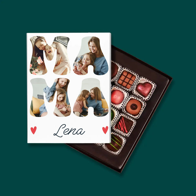 Buchstaben-Collage: Mama Name - Pralinen