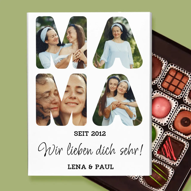 Buchstaben-Collage: Mama, Wir Lieben Dich Sehr - Pralinen