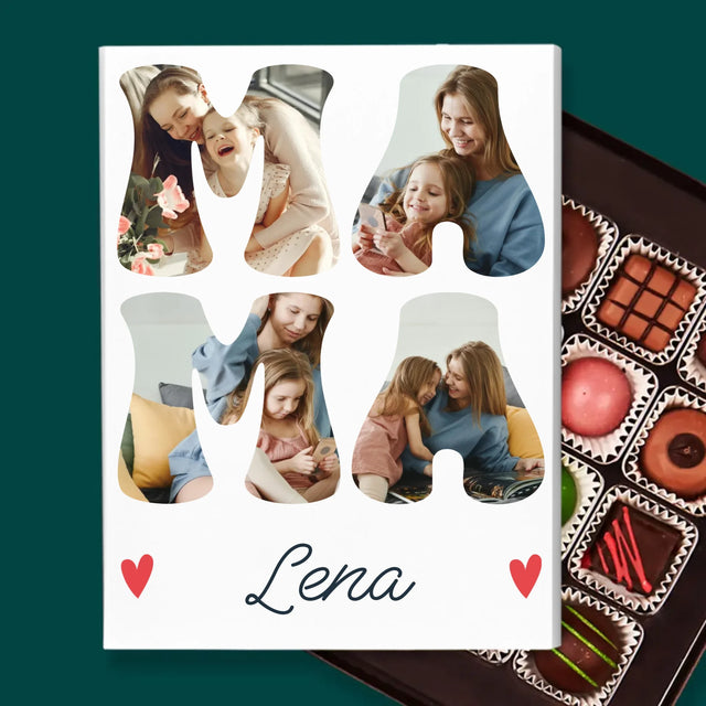 Buchstaben-Collage: Mama Name - Pralinen