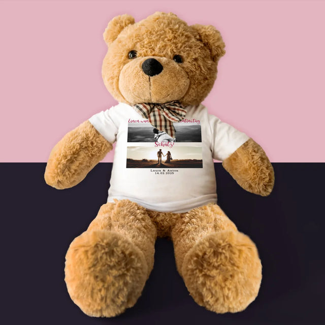 Fotocollage: Einen Wunderschönen Valentinstag - Teddybär 90 Cm