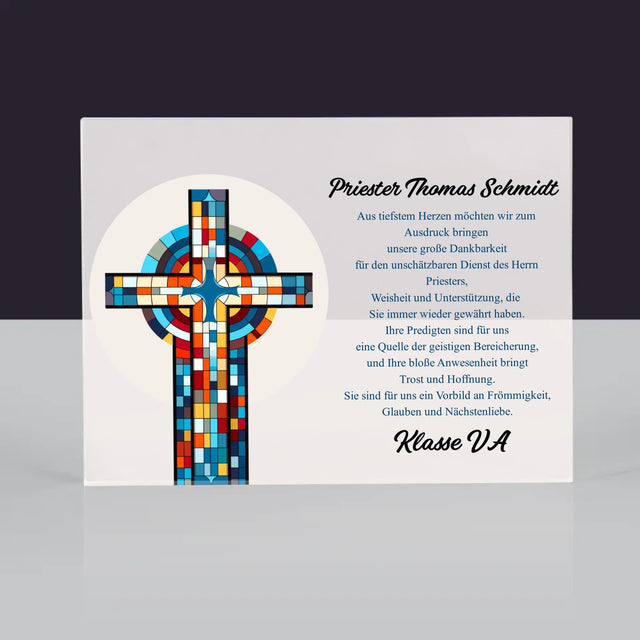 Name Und Unterschrift: Danksagung Kreuz - Acrylblock