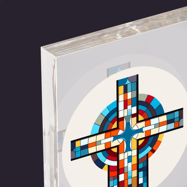 Name Und Unterschrift: Danksagung Kreuz - Acrylblock