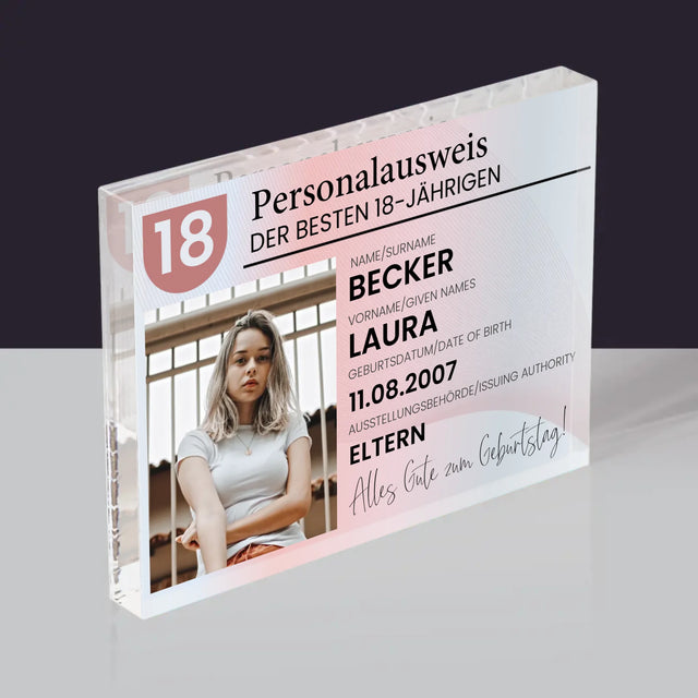 Foto Und Unterschrift: Personalausweis - Acrylblock