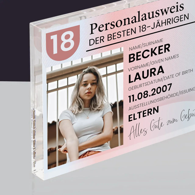 Foto Und Unterschrift: Personalausweis - Acrylblock