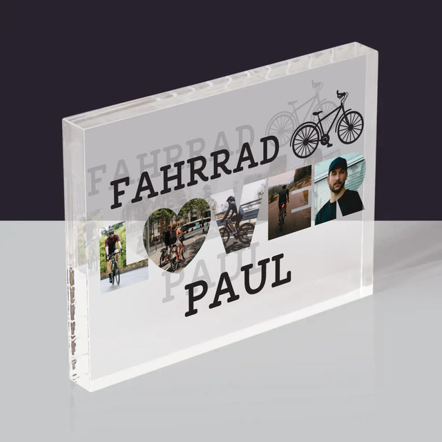 Buchstaben-Collage: Fahrradliebhaber - Acrylblock