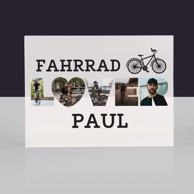 Buchstaben-Collage: Fahrradliebhaber - Acrylblock
