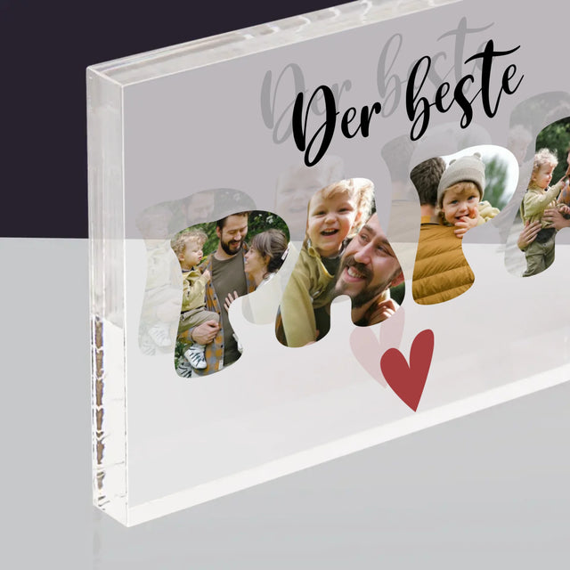 Foto Und Unterschrift: Der Beste Papa Herz - Acrylblock