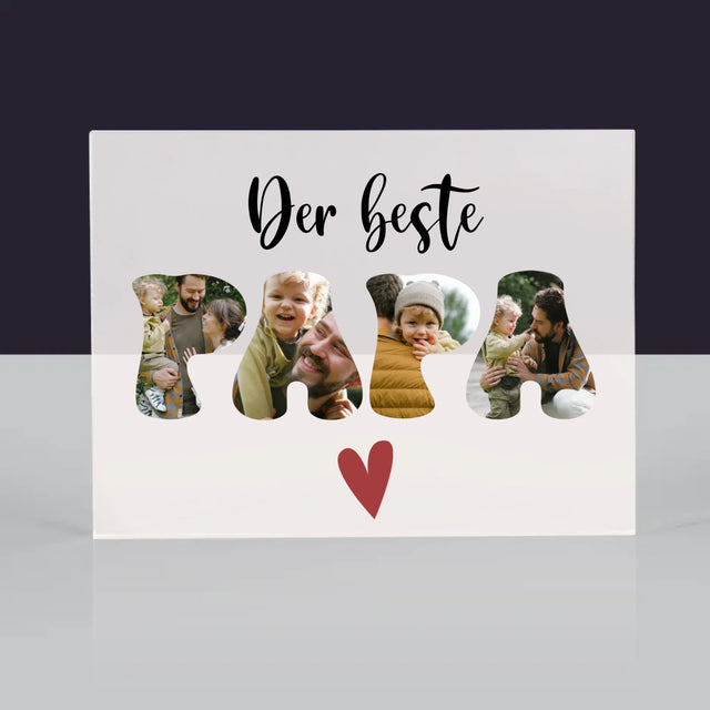 Foto Und Unterschrift: Der Beste Papa Herz - Acrylblock